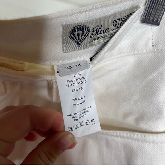 THOM SWEENEY Selvedge Five Pocket slim-leg jeans in White 30x27 - Picture 10 of 11